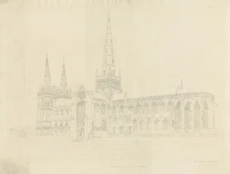 Lichfield Cathedral - South East View: konturetsning, nd [1808]