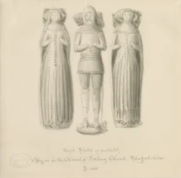 Norbury Church - Effigy [av Sir Edward Botiler]: sepiateckning
