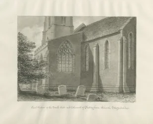 Pattingham Church - East Window: sepiateckning, 1846