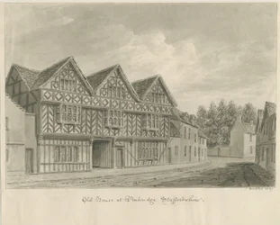 Penkridge Town - Old House: sepiateckning