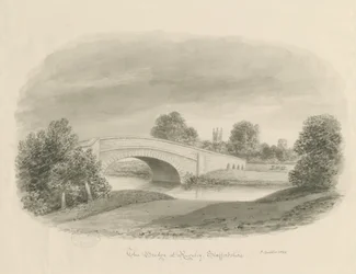 Rugeley Town - Bridge: sepiateckning, 1842