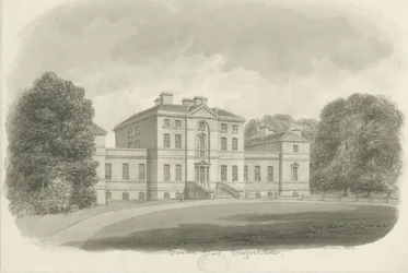 Sandon Hall: sepiateckning (vinjeterad)