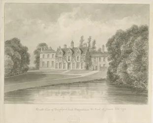 Seighford Hall: sepiateckning