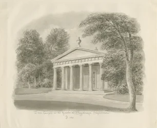 Shugborough - Doriskt tempel: sepiateckning, 1842