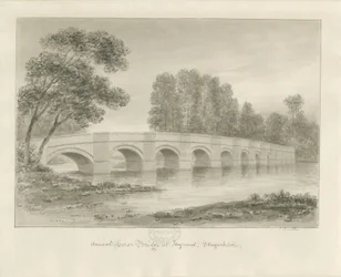 Shugborough Bridge: sepiateckning, nd [?1840-talet]