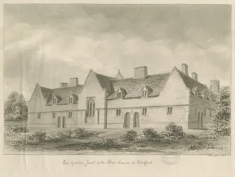 Stafford - Alms Houses: sepiateckning, 1841