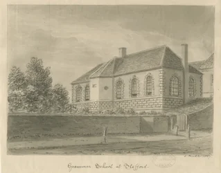 Stafford - Grammar School: sepiateckning, 1837