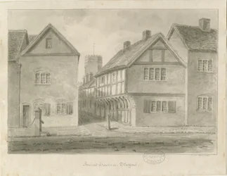 Stafford - Little Church Lane: sepiateckning, 1841