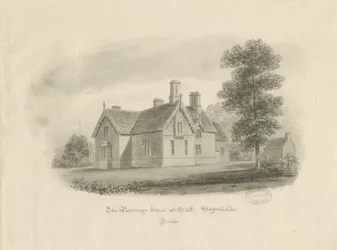 Stafford - Parsonage House at Salt: sepiateckning (vinjeterad)