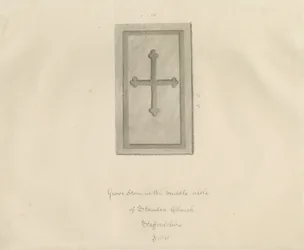 Standon Church - Gravsten: sepiateckning