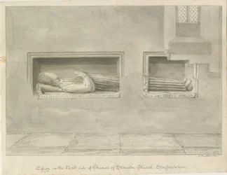Standon Church - Wall Tomb [till Nicholas Hyde]: sepiateckning