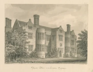 Sussex - Lewes - Glynde Plats: sepiateckning, 1830