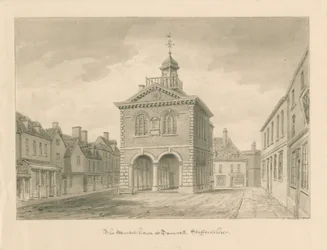 Tamworth - The Market House: sepiateckning