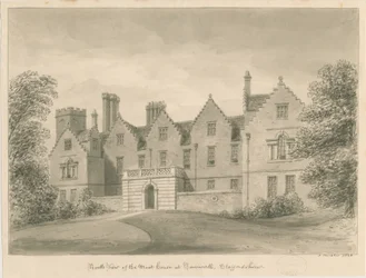 Tamworth - The Moat House: sepiateckning