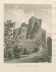 Tamworth Castle: sepiateckning, april 1849 (ritning)