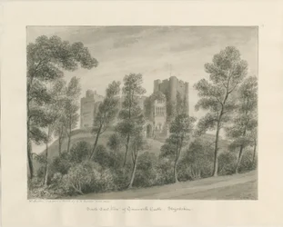 Tamworth Castle: sepiateckning, april 1849 (ritning)
