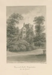 Tamworth Castle: sepiatvättteckning