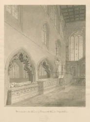 Tamworth Church - Monument: sepiateckning