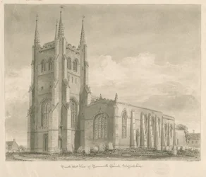 Tamworth Church: sepiateckning
