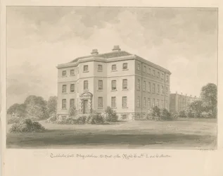 Teddesley Hall: sepiatvättteckning, 1841
