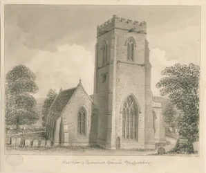 Tettenhalls kyrka: sepiatvättteckning, 1837