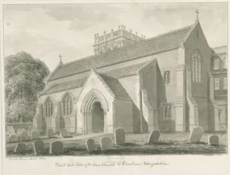 Trentham - New Church: sepiateckning, 1844