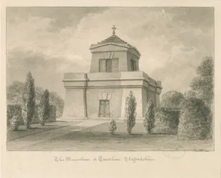 Trentham - Mausoleet: sepiateckning
