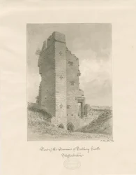 Tutbury Castle: sepiatvättteckning
