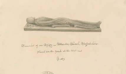 Uttoxeter Church - Effigy: sepiatvättteckning
