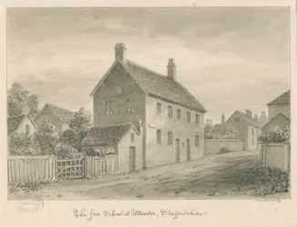Uttoxeter Town - Free School: sepiatvättteckning