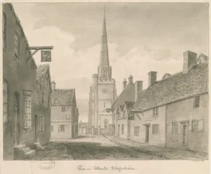 Uttoxeter Town - Street View: sepiateckning
