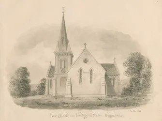 Walton-on-the-Hill Church: sepiateckning, 1842