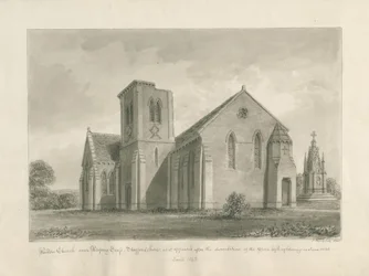 Walton-on-the-Hill Church: sepiatvättteckning, 1844