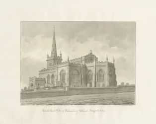 Wednesbury Church: sepiateckning