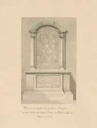 Westmorland - Appleby Church - Monument till Lady Anne Clifford: sepiateckning, 1800