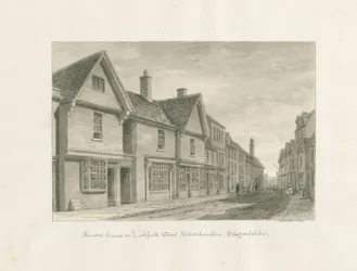 Wolverhampton - Ancient Houses in Lichfield Street: sepiateckning