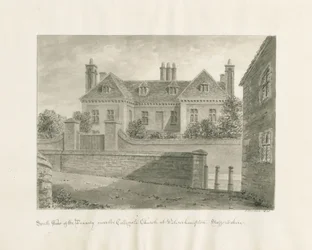 Wolverhampton - The Deanery House: sepiateckning, 1845