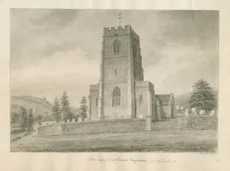 Worcestershire - Clent Church: sepiateckning