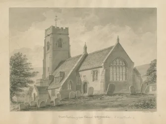 Worcestershire - Clent Church: sepiateckning, 1847