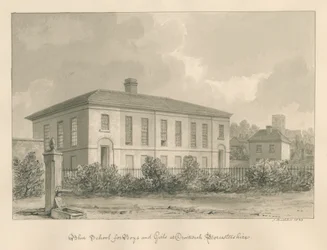 Worcestershire - Droitwich - Blue School: sepiateckning