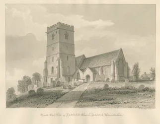 Worcestershire - Droitwich - Dodderhill Church: sepiateckning