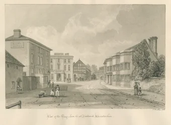 Worcestershire - Droitwich - George Inn: sepiateckning, 1833