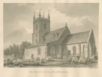 Worcestershire - Hanbury Church: sepiateckning, 1833