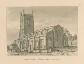 Yorkshire - Skipton Church: sepiateckning, 1818