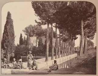 Afghanska stammän vilar i Baburs trädgårdar, Jalalabad, 1878