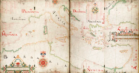 Karta över Medelhavet, Svarta havet och Kaspiska havet