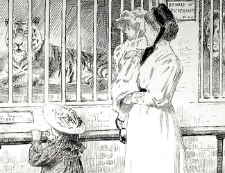Belle Sauvage, för "Wild Beasts in Captivity", en dikt av Charles och Mary Lamb (penna och bläck på kort)