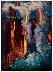 Hells Mouth from the Pilgrims Progress From This World, to That That That Come av John Bunyan (1628-1688) Illustration av Byam Shaw (1872-1919) som visar Christian i Dödsskuggans dal