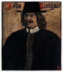 John Bunyan (1872-1919) författare till The Pilgrims Progress From This World, To That What Is To Come, illustration av Byam Shaw (1872-1919)