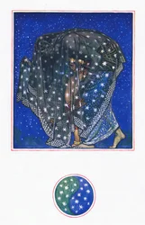 Reverie: Zamur-u-Din: I tusen år har natten med tusen himmel fört män hit, illustration från Kamas trädgård (och andra texter från Indien), 1920